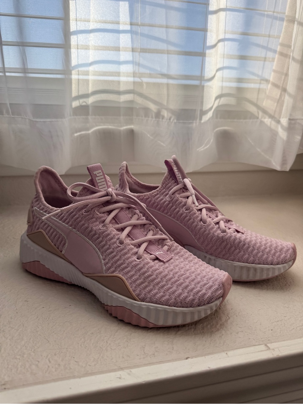 Puma Pink Knit Lace-Up Women's Sneakers